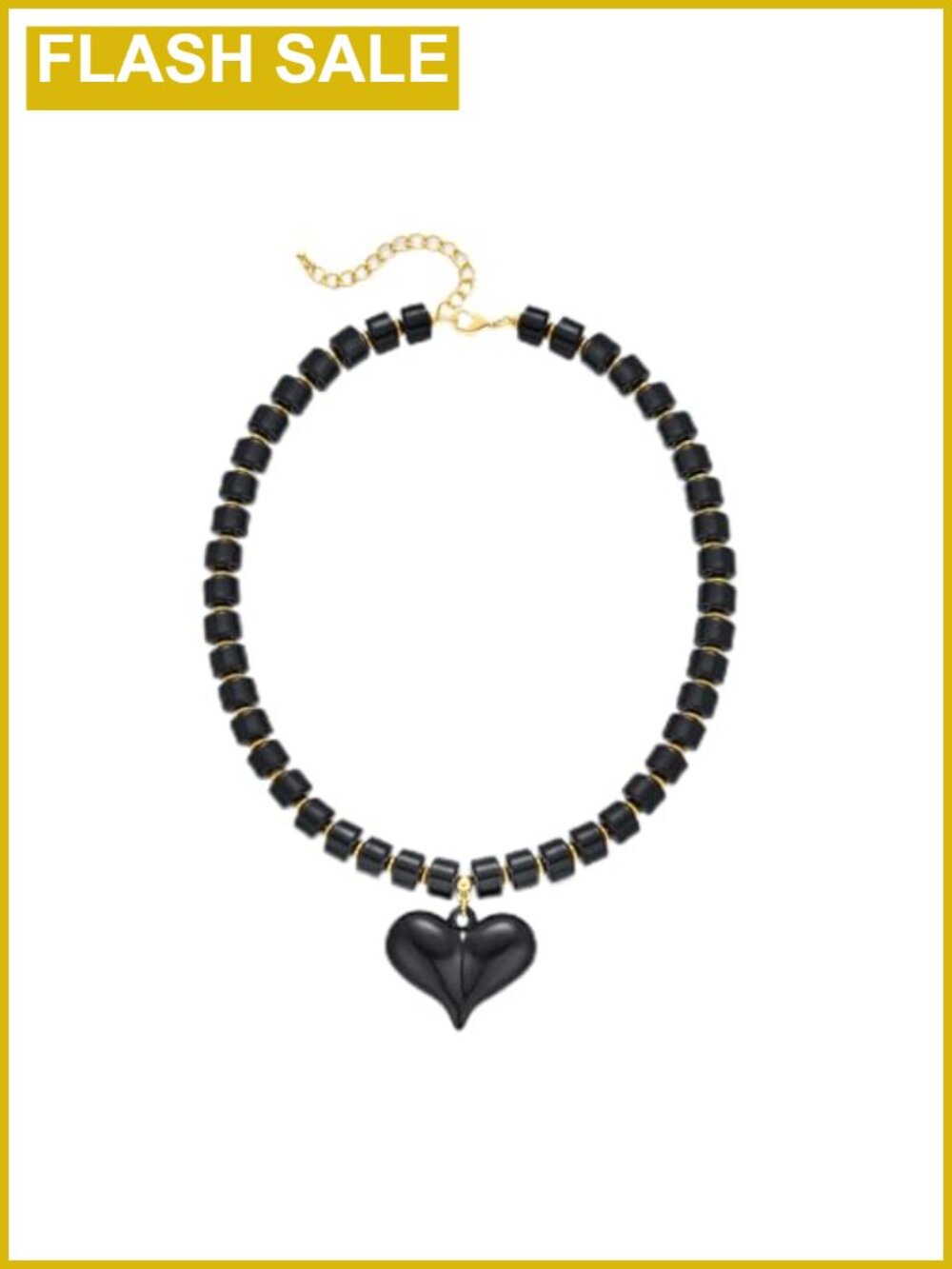 Chunky Acrylic Heart Pendant Beaded Choker Necklace Large Statement Love